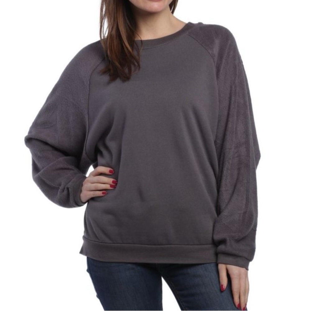 Z Supply Argo Fleece Gray Crew Pullover
